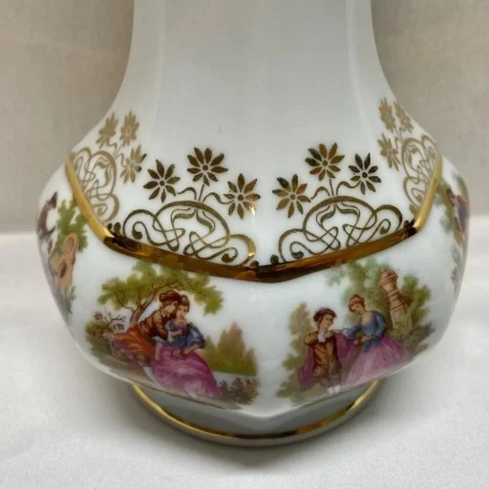 Vintage 22k Gold‎ Vase Gloria Fine Porcelain Bayreuth West Germany 8” Tall EUC